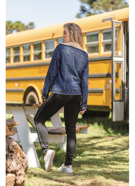 Jaqueta Jeans Feminina Forrada Com Pelo Geração Moderna