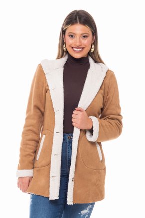 Casaco Feminino Casaco Suede Caramelo Mini Jaqueta Feminina Suede