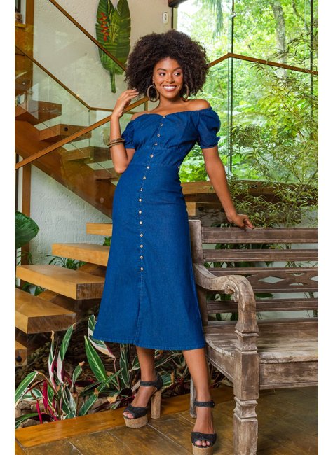 Vestido Tubinho Vestido Com Botoes Frontais Vestido Midi Vestido