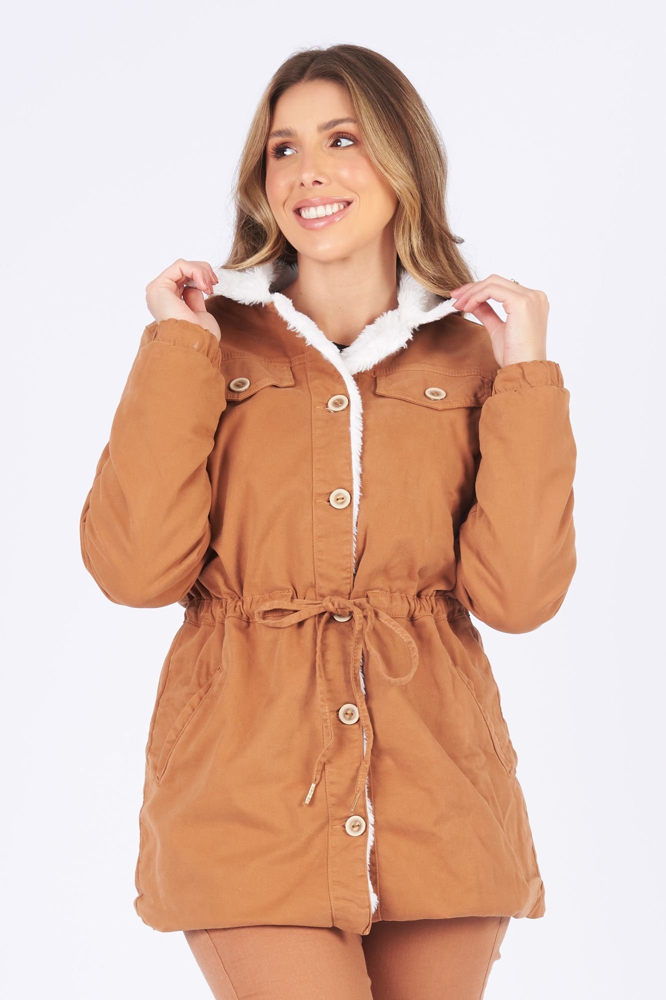 Parka com Conforto de Moletom Toda Forrada com Pelo - Geração Moderna