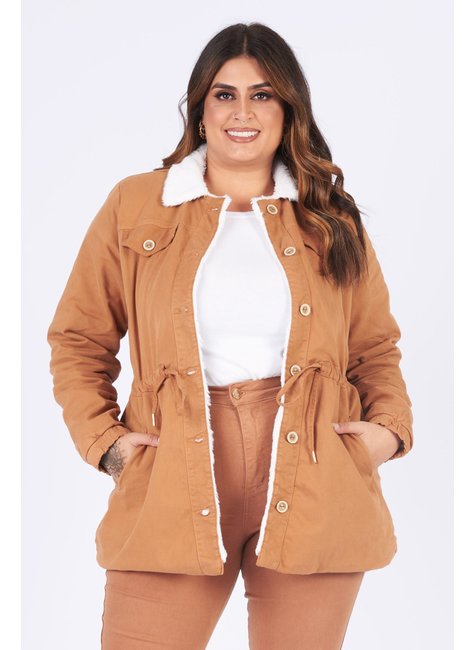 Parka com Conforto de Moletom Toda Forrada com Pelo - Geração Moderna