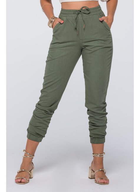 Calça Jogger Feminina de Linho Geração Moderna