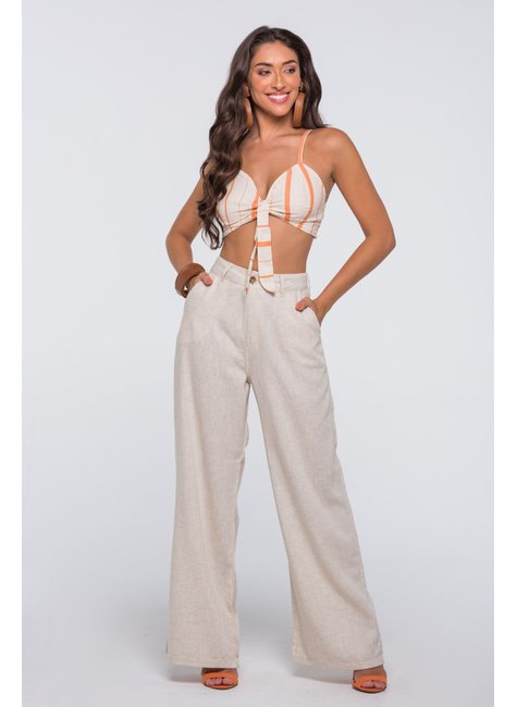 Calça Wide Leg de Linho Ecológico Geração moderna