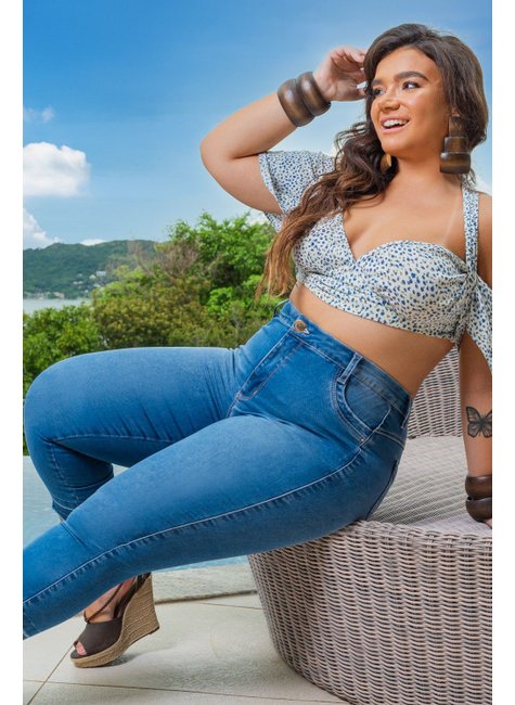 Calça Jeans Cropped Plus Size Chapa Barriga Geração Moderna