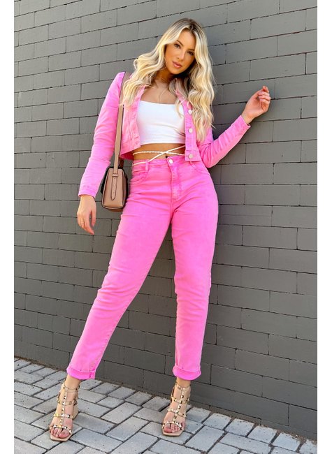 Calça Mom Jeans CalÇa De Sarja Feminina Calça Mom Em Sarja Feminina