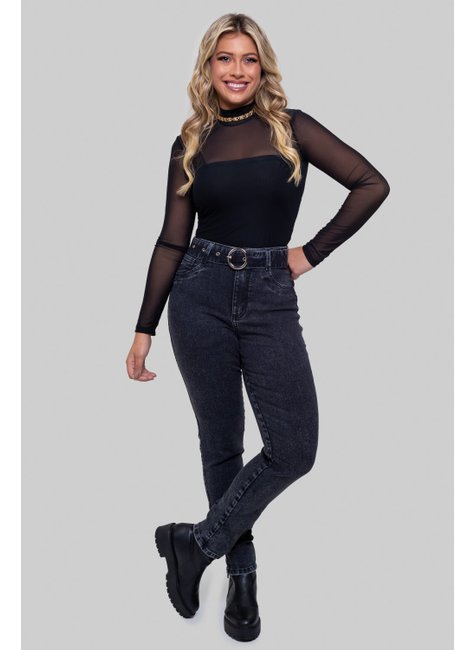 Calça Jeans Feminina Preta Com Cinto Calça Jeans Hot Pants