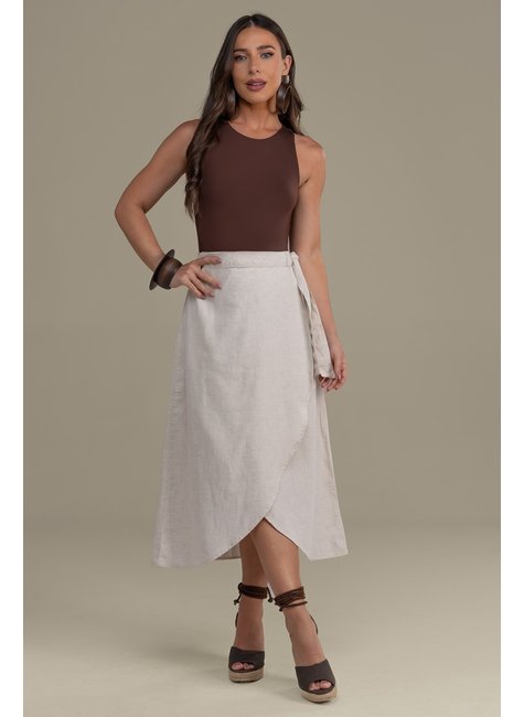 SAIA MIDI ENVELOPE DE LINHO Linho Cru