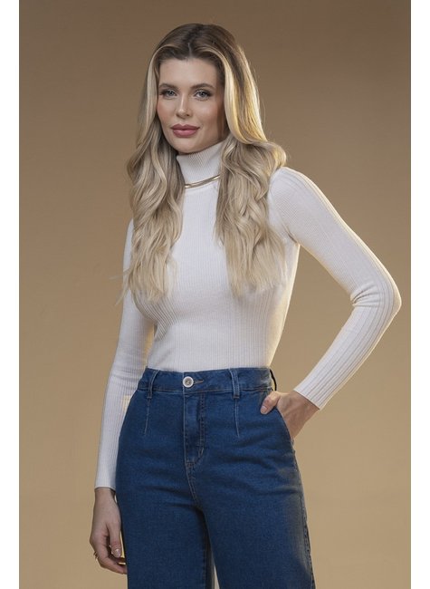 blusa de fio manga comprida com gola alta off white geracao moderna 7302 2